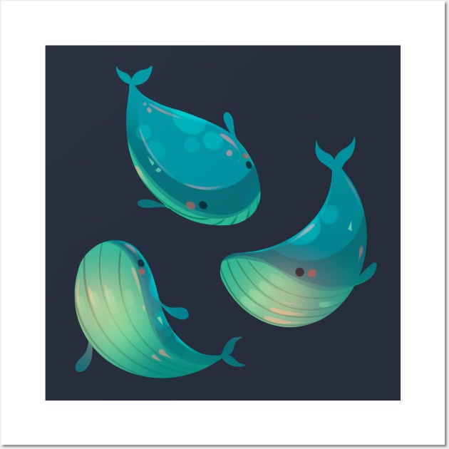 Blue Whale Friends Wall Art by Claire Lin